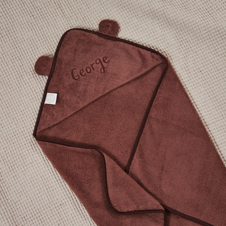 Personalised Cocoa Small Hooded Towel
