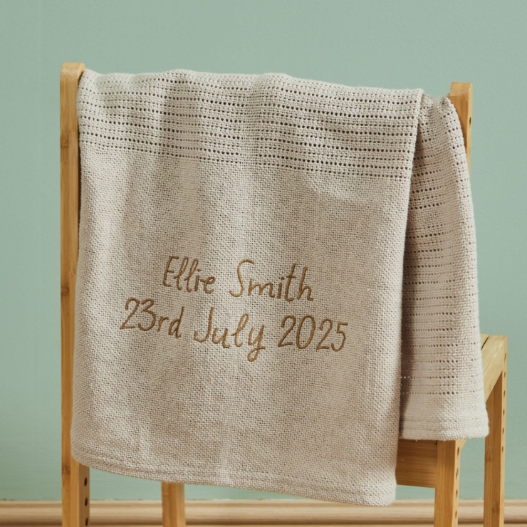 Personalised Oatmeal Cellular Blanket 