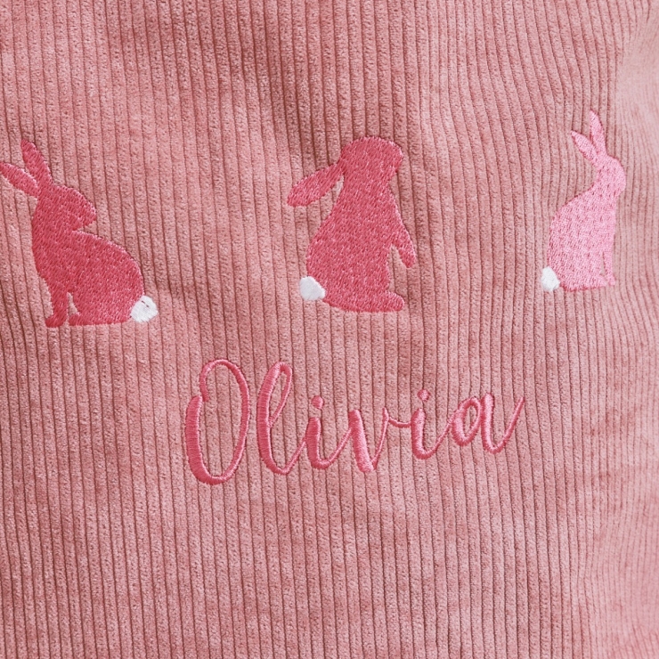 Personalised Large Pink Cord Bunny Storage Bag 