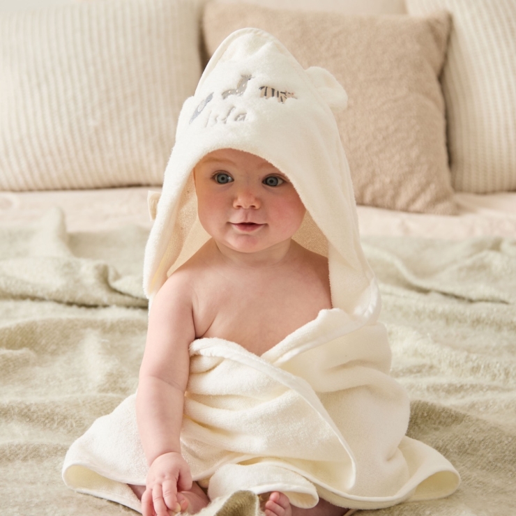 Personalised Ivory Born To Be Loved Hooded Towel