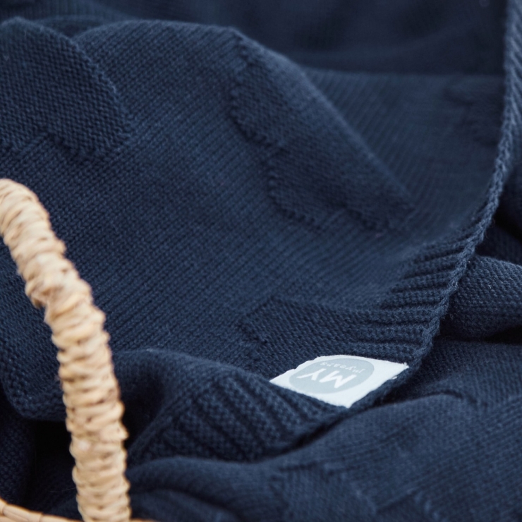 Personalised Navy Cloud Jacquard Blanket