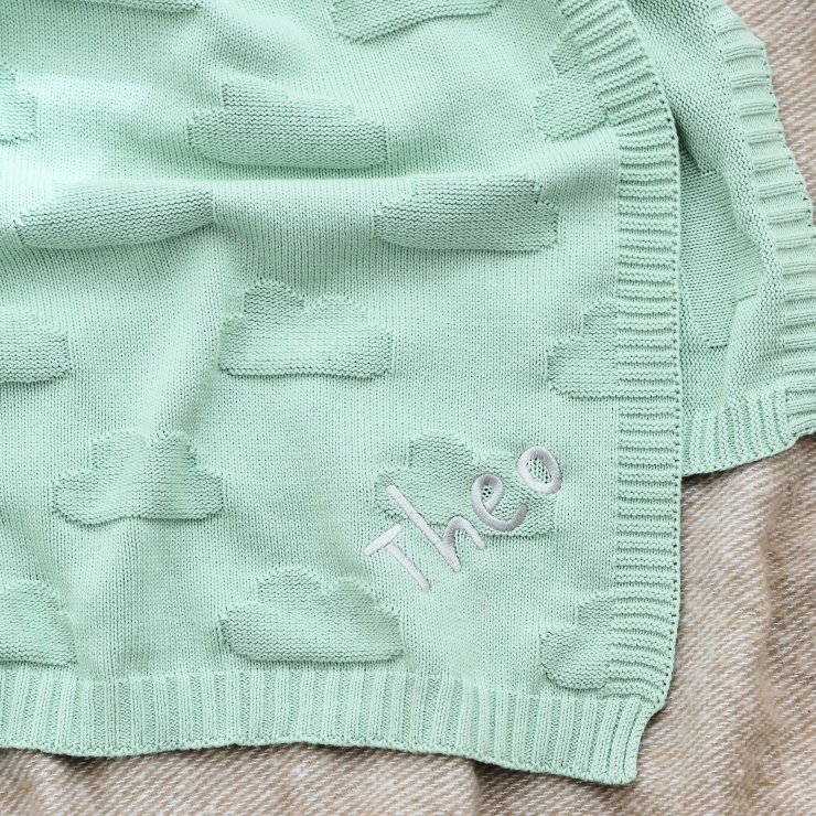 Personalized My 1st Years Gift Box Blue Cloud Jacquard Baby Blanket