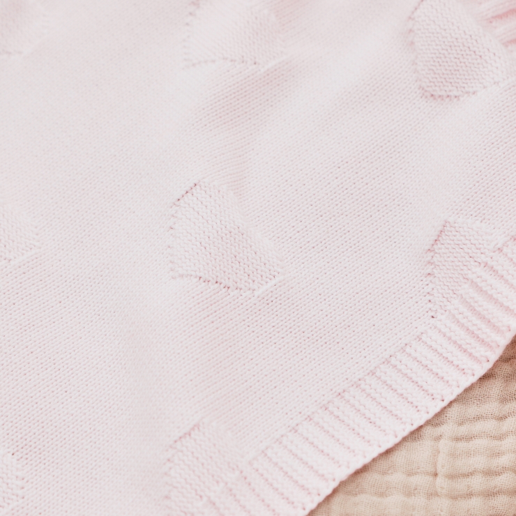 Personalized Pale Pink Heart Jacquard Baby Blanket