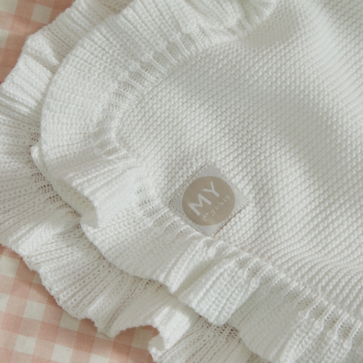 Personalised Frill Edge Ivory Blanket