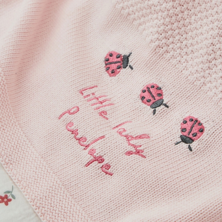 Personalised Ladybird Pink Knitted Shawl 
