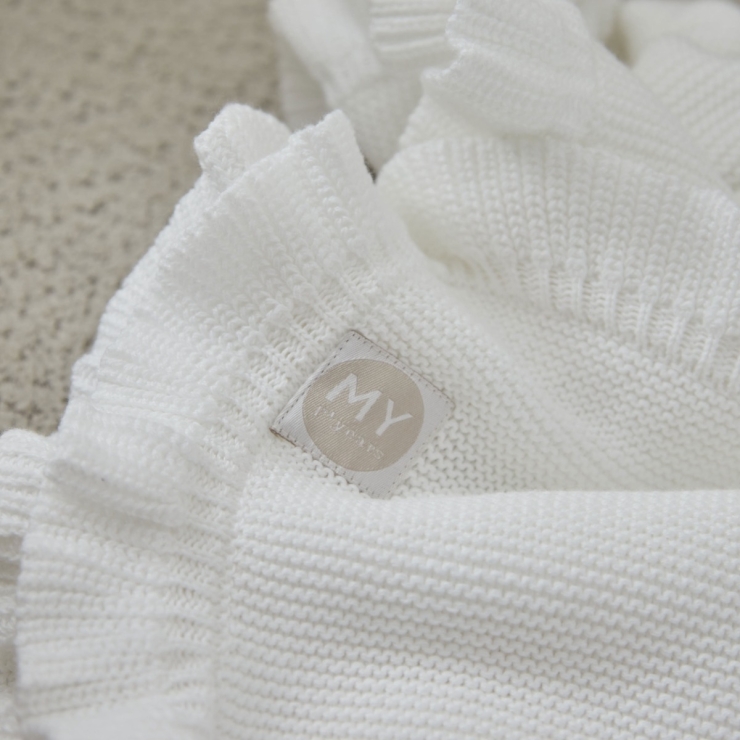 Personalised Floral Ivory Frill Blanket