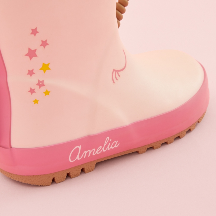 Personalised Pink Unicorn Wellies Personalisation