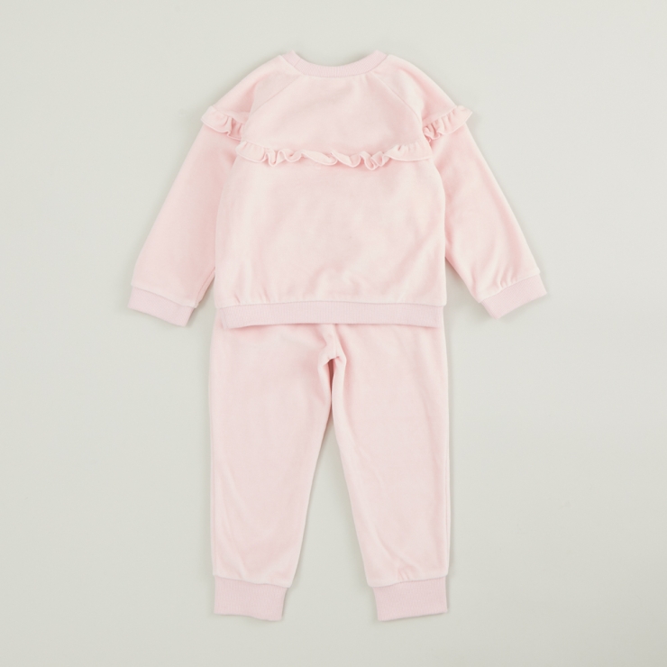 Personalised Pink Ruffle Detail Velour Tracksuit - Back shot
 