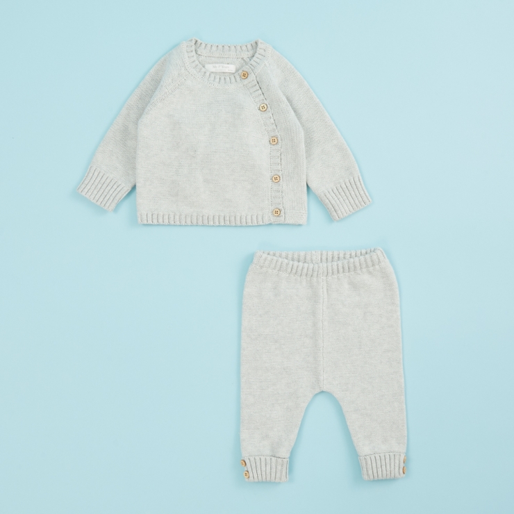 Grey Knitted Baby Outfit Set