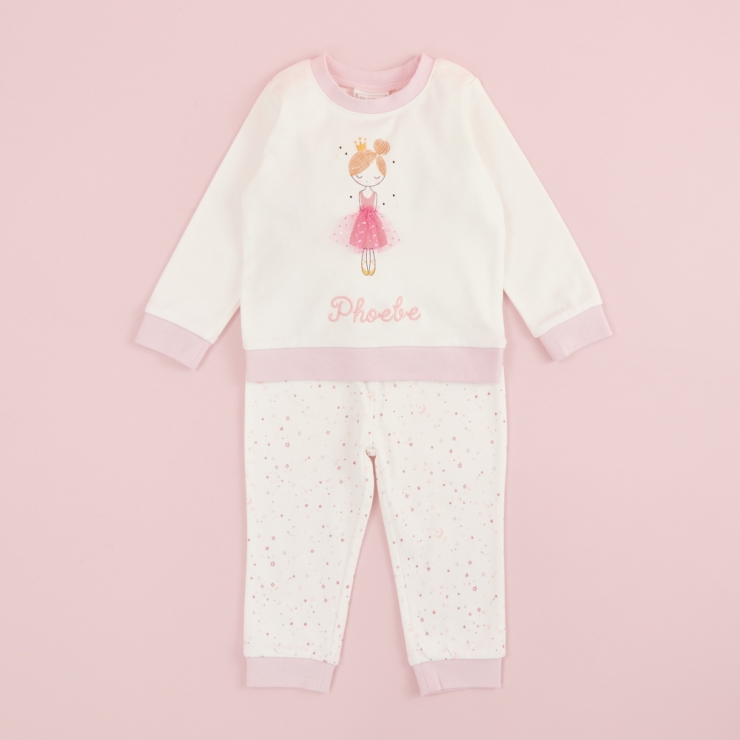 Personalised Pink Princess Pyjama Set Flat