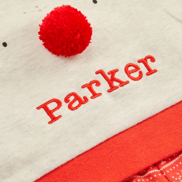 Personalised Red Reindeer Christmas Pyjama Set Personalisation
