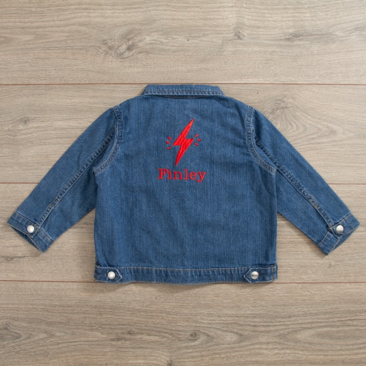 Personalised Lightening Bolt Design Denim Jacket