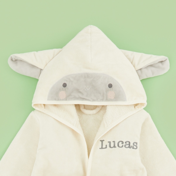 Personalised Ivory Little Lamb Towelling Dressing Gown
