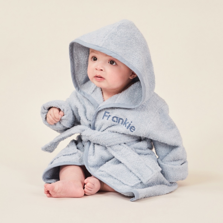 Personalised Blue Hooded Towelling Robe