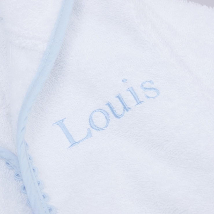 Personalised Blue Picot Trim Dressing Gown