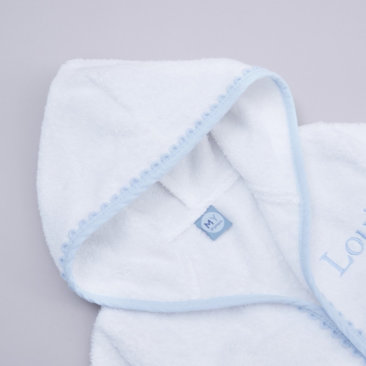 Personalised Blue Picot Trim Dressing Gown