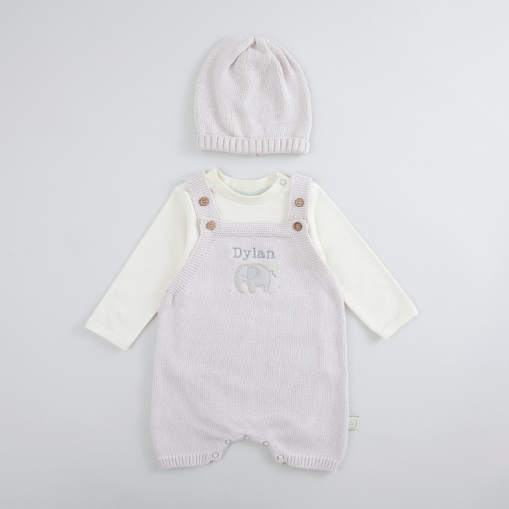Personalised Elephant Design Knitted 3 Piece Outfit Set