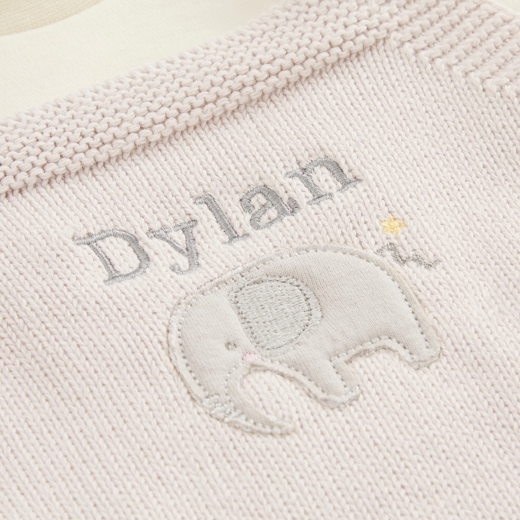 Personalised Elephant Design Knitted 3 Piece Outfit Set