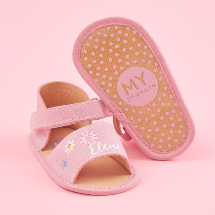 Personalised Pink Flower Design Sandals