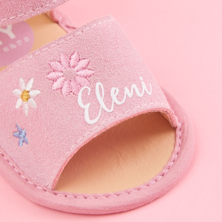 Personalised Pink Flower Design Sandals