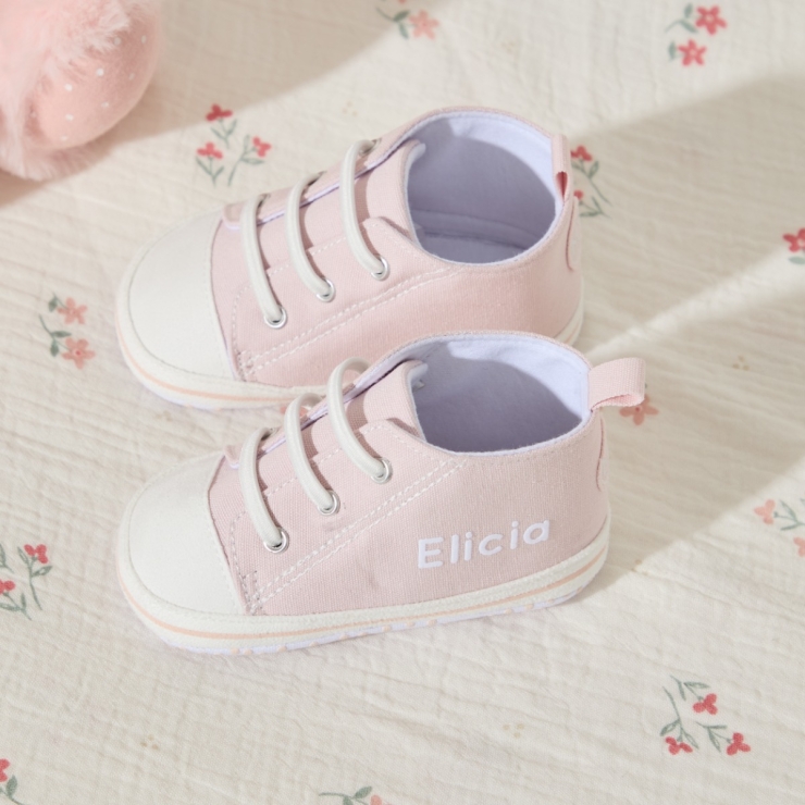 Personalised Pink Baby High Top Trainers