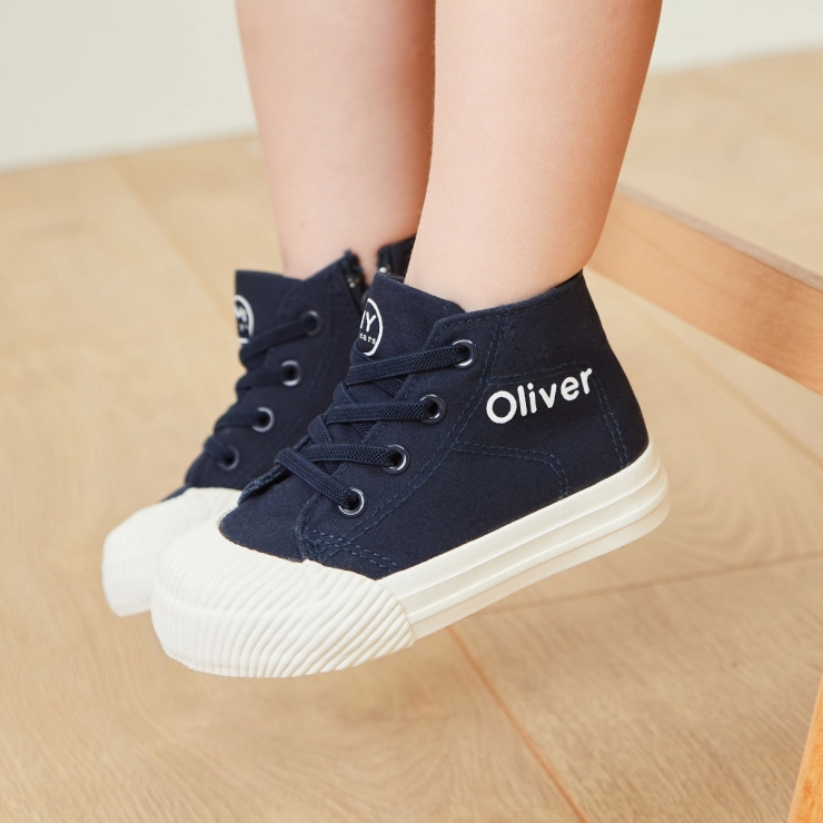 Personalized Navy Toddler High Top Trainers