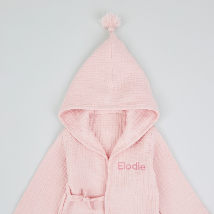 Personalized Pink Luxury Organic Muslin Robe
