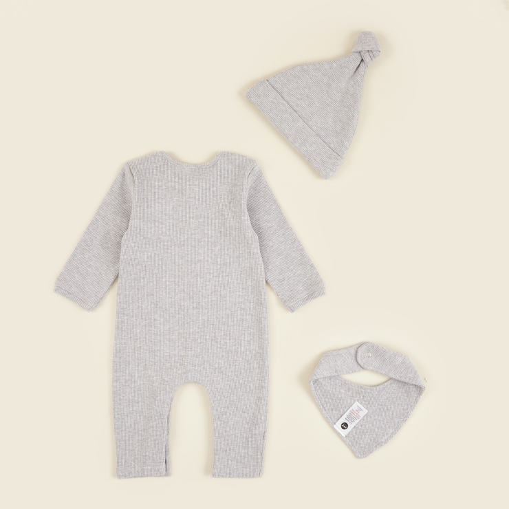 Personalised Grey Ribbed Jersey Outfit Set (3 piece)