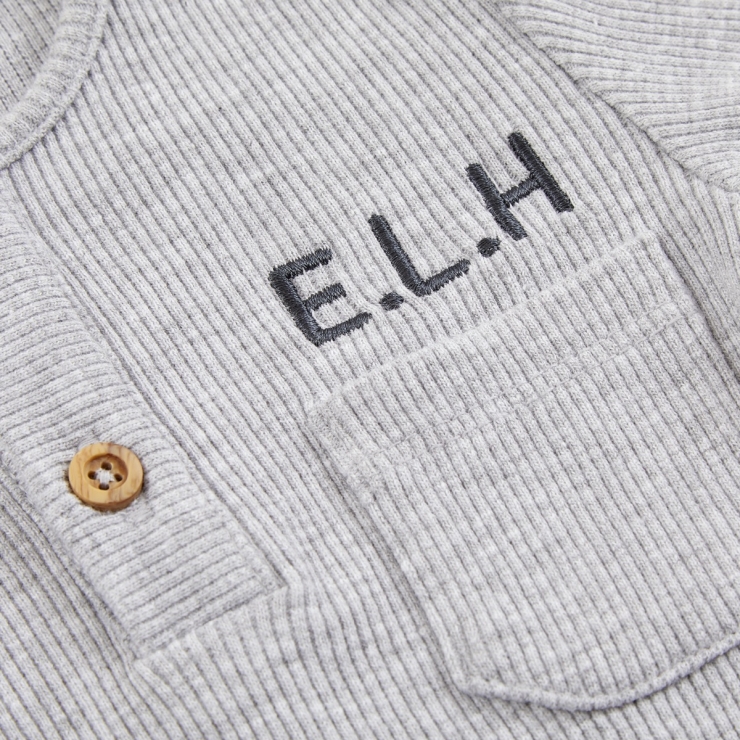 Personalised Grey Ribbed Jersey Outfit Set (3 piece)