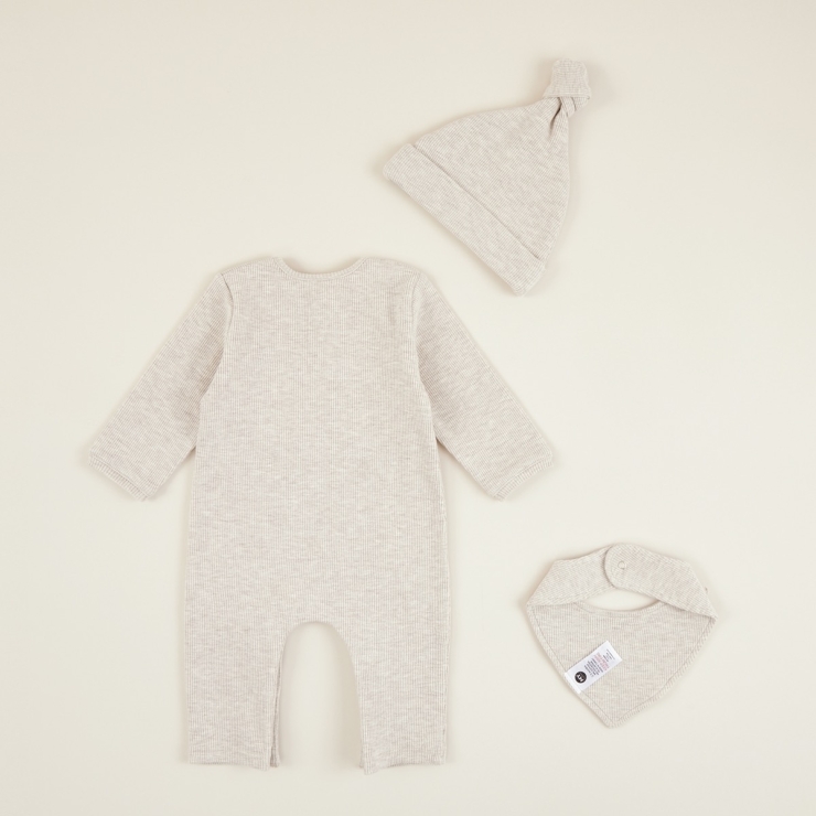 Personalised Oatmeal Ribbed Jersey Outfit Set (3 piece)