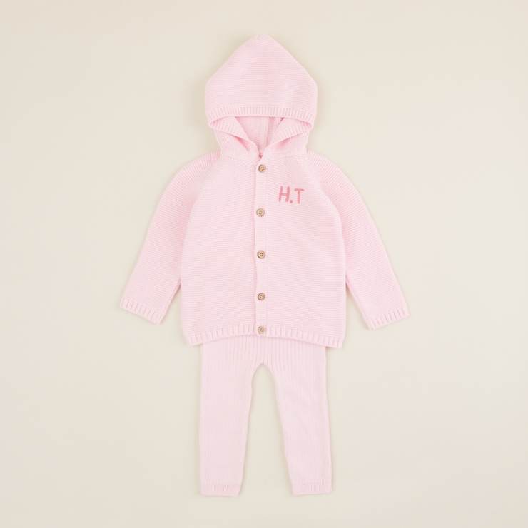 Personalised Pink 2 piece Knitted Outfit Set