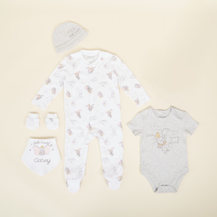 Personalised Disney Dumbo Complete Baby Outfit Set (5 piece)