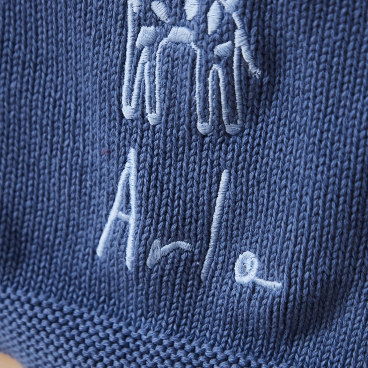 Personalized Giraffe Mid Blue Baby Shawl