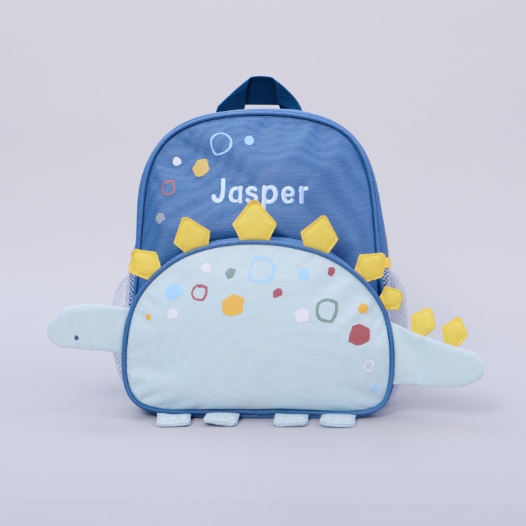 Personalised Blue Dinosaur Medium Backpack