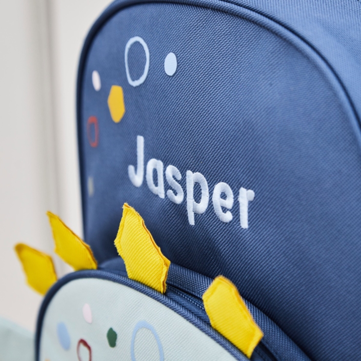 Personalised Blue Dinosaur Medium Backpack