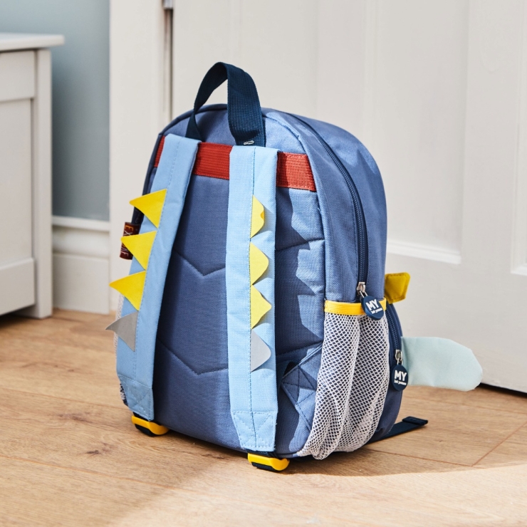 Personalised Blue Dinosaur Medium Backpack