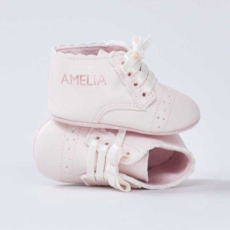 Personalised Pink Leather Booties
