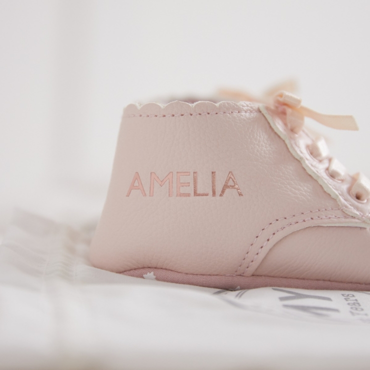 Personalised Pink Leather Booties