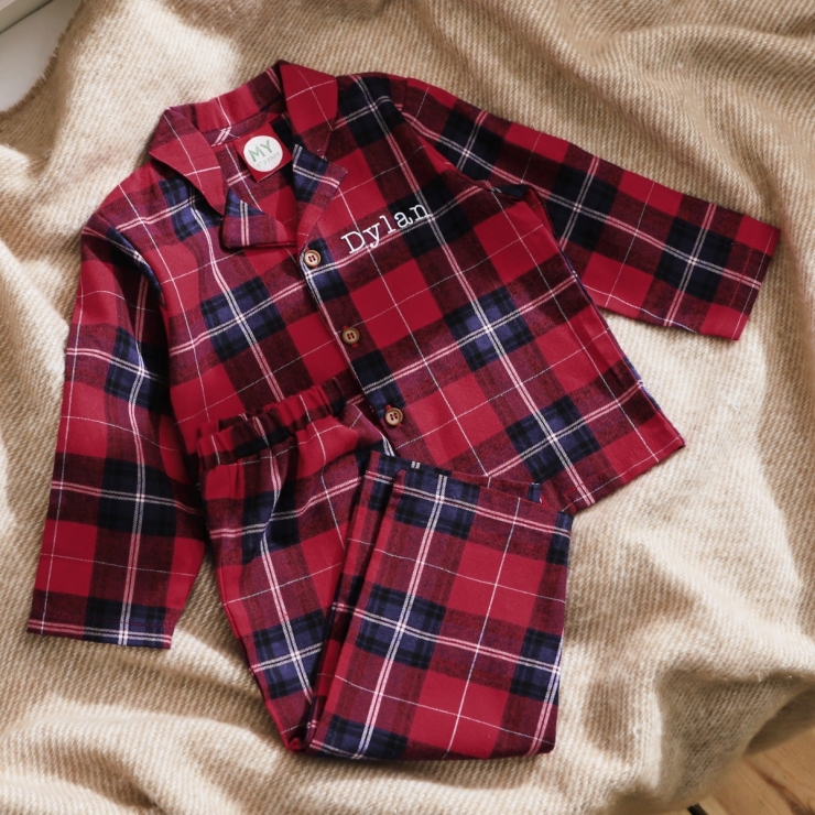 Personalised Traditional Red Checkered Pyjamas