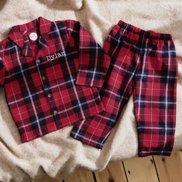 Personalised Traditional Red Checkered Pyjamas