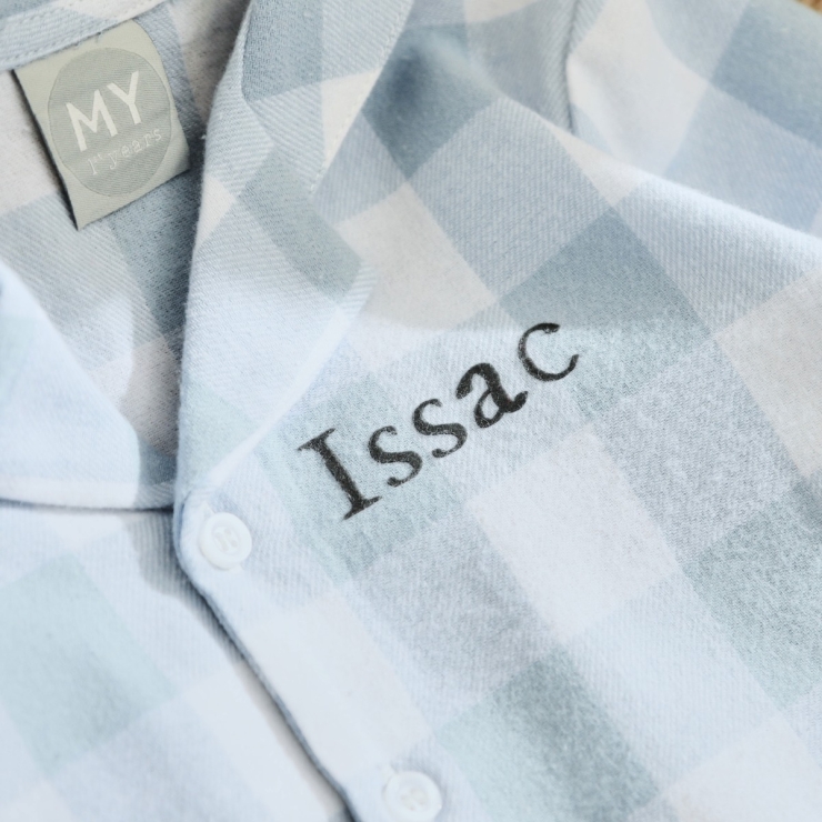 Personalised Traditional Blue Checkered Pyjama Set