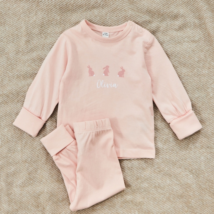 Personalised Pink Bunny Jersey Pyjamas