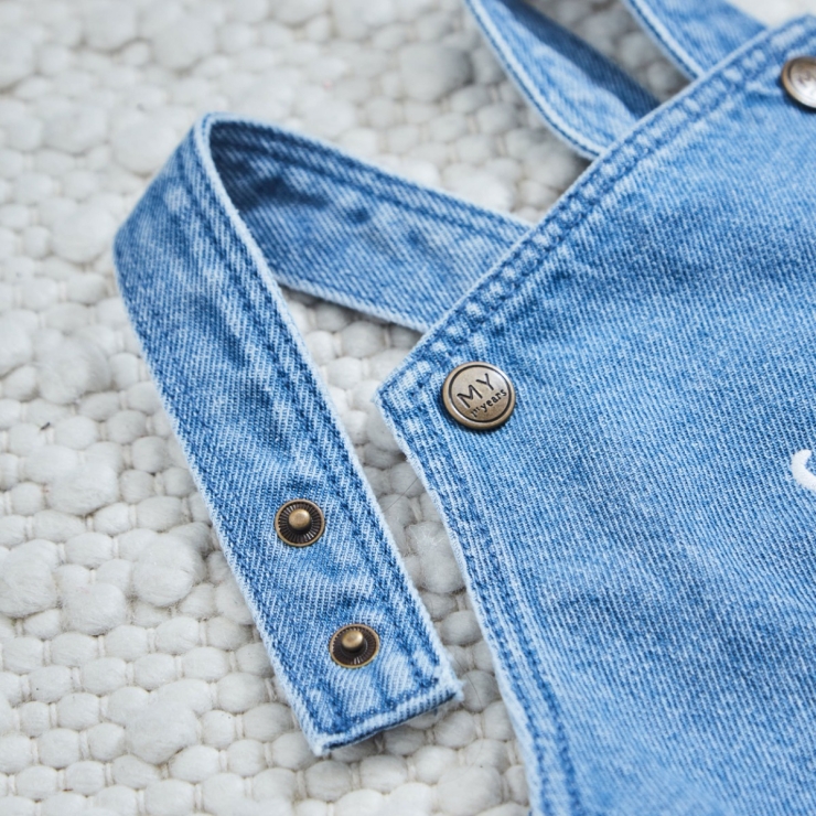 Personalized Cow Face Short Leg Denim Dungarees 