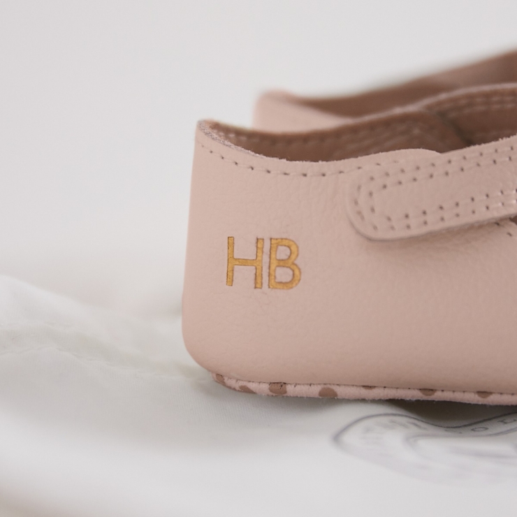 Personalized Pink Leather Stroller Shoes