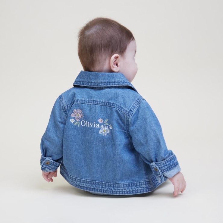 Personalised Floral Design Children's Denim Jacket