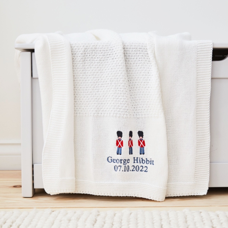 Personalized White London Design Baby Shawl