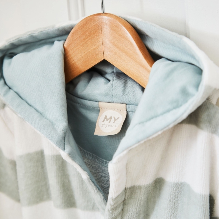 Personalised Green Striped Hooded Towelling Robe