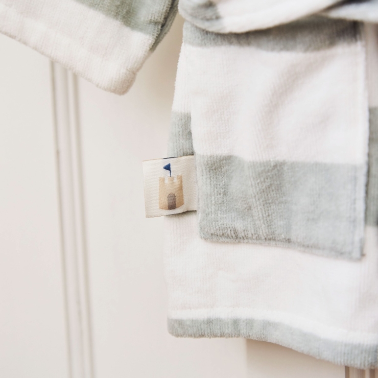 Personalised Green Striped Hooded Towelling Robe