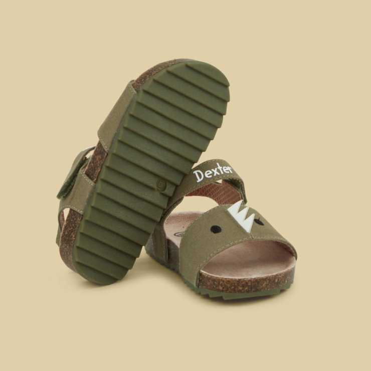 Personalised Green Dinosaur Toddler Sandals