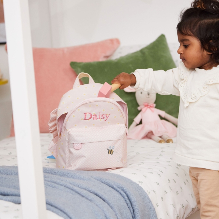 Personalized Gingham Floral Classic Mini Backpack